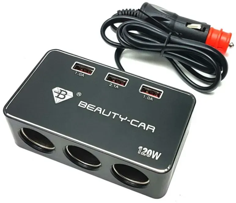 3-fach Zigarettenanzünder-Verteiler mit 3 USB-Anschlüssen 89411-5
