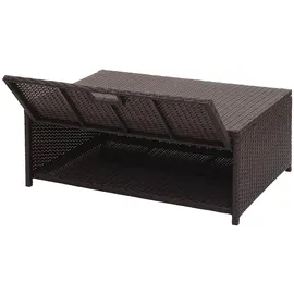 Mendler Poly-Rattan Garnitur HWC-J34, Balkon-/Garten-/Lounge-Set Sitzgruppe Sofa, Staufach ~ braun, Kissen creme-beige