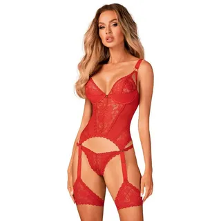 Obsessive Corsage OB Belovya corset & thong red - (ML,XSS,XXL) rot XSS