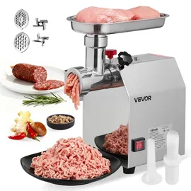 Vevor elektrischer Fleischwolf mit 2,3 kg/min Kapazität, industrieller 600 W Tisch-Fleischwolf mit Klinge & Mahlplatte, Wurstmaschine, kommerzieller Fleischwolf aus Edelstahl für Küche Restaurant
