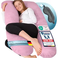 eloneo Seitenschläferkissen mit Bezug, Stillkissen, Schwangerschaftskissen XXL, Rosa
