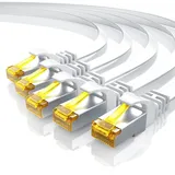 Primewire 5x LAN-Kabel CAT.7, RJ-45 (Ethernet), CAT 7 Flachband U/FTP Gigabit Netzwerkkabel 10 Gbit/s Patchkabel - 0,25m
