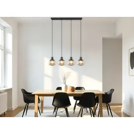 meine wunschleuchte LED Pendelleuchte 4-flg. 90 cm rund Glas schwarz