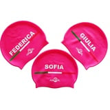 Silikon Schwimmkappe mit angepassten Name |Pink Farbe| Maria | Schwimmkappe| Badekappe/Bademütze | Italienischer Stil und Design