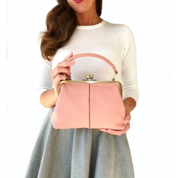 Taschenkinder Handtasche Damen Handtasche Leder „Kleine Olive“, Umhängetasche, Vintage Stil., Echtleder rosa