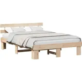 SYFAXTM Bettrahmen mit Kopfteil Natur 160 x 200 cm Massives Kiefernholz