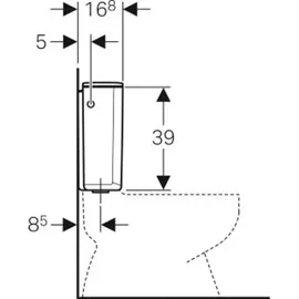 Geberit AP128 Aufputzspülkasten Spül-Stopp-Spülung, Wasseranschluss seitlich oder hinten mittig -