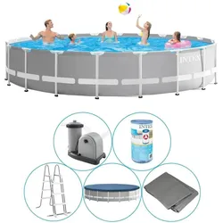 Pool - Intex - Prism Frame - Pool mit Filterpumpe - 610x132 cm hellgrau|WEISS|BLAU No Size