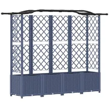 vidaXL Hochbeet mit Rankgitter und Dach 204 x 40 x 141 cm Grau