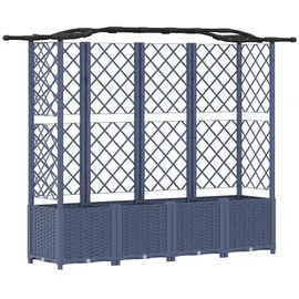 vidaXL Hochbeet mit Rankgitter und Dach 204 x 40 x 141 cm Grau