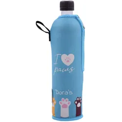 Dora's Glasflasche mit Neoprenbezug Pfote 500ml