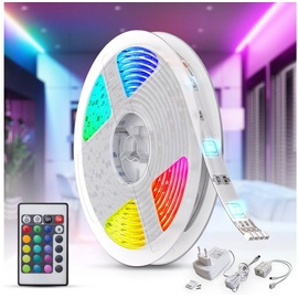 B.K.Licht LED Stripe, LED Band, 3m RGB Fernbedienung, selbstklebend, Farbwechsel, kürzbar, Weiß