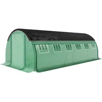 Outsunny Gewächshaus 6 x 3 x 2 m Foliengewächshaus mit 12 Fenster, Rolltüren, Aufrollbar Seitenwänden, UV-beständiger Folientunnel, Winterfest Tomatenhaus mit Erdanker, Grün   Aosom
