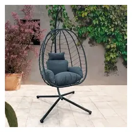 Svita Shelly Hängesessel mit Gestell Hängestuhl Hängesitz Hängekorb Grau