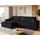 bromarkt Ecksofa Adi XL Schlaffunktion Bettkasten L-Form, 125x230 cm Schwarz - Schwarz