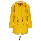 Modas Damen Regenmantel aus PU - Frauen Regenjacke gefüttert mit Teddy-Fleece Futter wasserdicht in Gelb Größe 44 bis 46 - 44-46