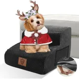 Famanu Hundetreppe für kleine Hunde - Antislip, 2 Stufen, wasserabweisend, waschbar