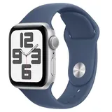 Apple Watch SE GPS 40mm Alu Silber Sportarmband Denim - M/L