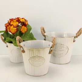 Online-Fuchs Vintage Eimer Ø 20 x 17 cm Weiß