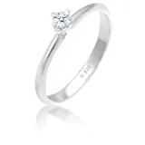 Elli Ringe - Ring Ring Solitär Diamant (0.11 ct.) Klassik 925 S - Gr. 52 MM - in Silber - für Damen