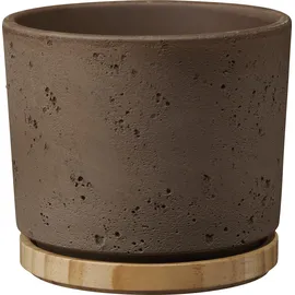 Söndgen Keramik Soendgen Keramik Blumentopf, Paros Deluxe, sandgrau/Holz, 16 x 16 x 14 cm, 1551/0016/2121