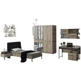 JV Möbel Set Bett, Schreibtisch Kleiderschrank, Modernes Design 4-teilig Möbel