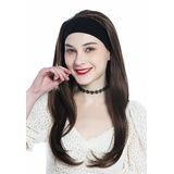 WIG ME UP - H9306-8 Perücke Haarteil Halbperücke mit Stirnband Braun Mittel-Aschbraun lang glatt Haarverlängerung 65 cm