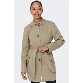Jdy Trenchcoat "JDYISADORA TRENCHCOAT OTW HAB NOOS", Damen, Gr. S, braun (weatherot teak), Web, Obermaterial: 100% Polyester, unifarben, ca. Mitte Oberschenkel, Rundhals, Mäntel, mit Bindegürtel in der Taille