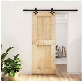 vidaXL Schiebetür rechts 80 x 210 cm Natürlich/Schwarz