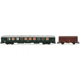 Arnolds & Sons ARNOLD HN4446 SNCF, Wartungszug, inklusive ehemaliger B10-Wagen und 1 x G4-Wagen, Folge IV-V-Fahrzeuge – Reisezugwagen, Green & Brown