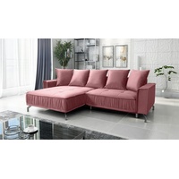 Fun Möbel Ecksofa Schlafsofa Sofa FLORENCE Stoff, Element Altrosa Ottomane Links
