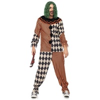 Leg Avenue Kostüm Crazy Creepy Clown, Leichtes Clownskostüm - wahlweise für Zirkus oder Freakshow schwarz XL