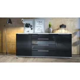 Vladon Linio V2 166,5 x 75,5 x 35 cm Weiß matt / Schwarz Hochglanz