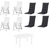 PROGARDEN Tampa+Faro Garten-Essgruppe 85 x 137 x 109 cm weiß 4 St.