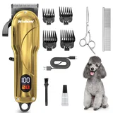 Hunde-Schermaschine Haustierpflegeset: Kabellose Hunde-Schermaschine mit Tuch, Hundepflegeset für schwere, dicke Haare, geräuscharm, Haustier-Schermaschine, verbesserte professionelle wiederaufladbare