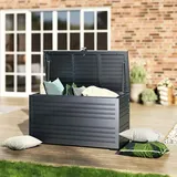 Weide Gartenbox | 100% Aluminium | Aufbewahrungsbox 590 L | Outdoor Box mit Deckel | 130 x 74 x 62 cm