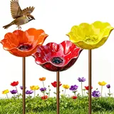 3 Stück Vogeltränke Blume, Metall Blumen Gartenstecker Vogeltränke, Dekorative Insektentränke Garten, Blumentränke für Vögel, Bienen, Schmetterlinge, Insekten (3 Stück-E)