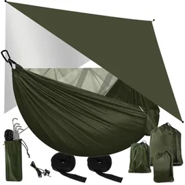 TRIZAND 25364 Touristennetz mit Moskitonetz 260x140 cm - Grün