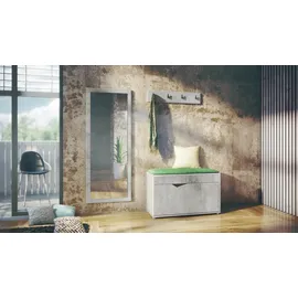 Vladon Hanko Garderobe 160x190x33 cm Weiß matt/Beton Oxid Optik grau