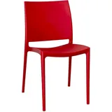 okaffarefatto - Esszimmerstuhl Altea aus Kunststoff, rote Farbe, Modell Komfort
