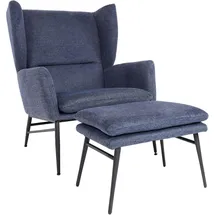 MCW Lounge-Sessel MCW-L62 Textil 73 x 96 x 82 cm Blau mit Hocker