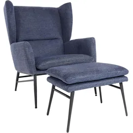 MCW Lounge-Sessel MCW-L62 Textil 73 x 96 x 82 cm Blau mit Hocker