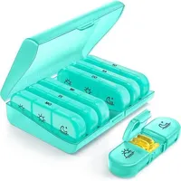 Wöchentliche Pillendose 7 Tage 3 Fächer Tablettenbox Cyan