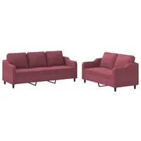 VidaXL 2-tlg. Sofagarnitur mit Kissen Weinrot Stoff