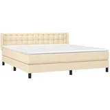 vidaXL Boxspringbett mit Matratze Creme 160x200 cm Stoff