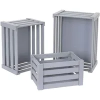 Mendler 3er Set Holzkiste HWC-C56, Weinkiste Dekokiste Aufbewahrungskiste Obstkiste,