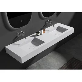 Bernstein Doppelwaschtisch Bernstein Ba8015 Mineralguss 153x45x12cm Weiß Matt Ohne Untergestell