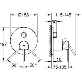 Grohe Plus Einhandmischer 3-Wege für 1 Verbraucher Hard Graphite gebürstet 24093AL3