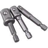 Povanjer Bohrmaschinen-Stecknuss-Adapter-Set - 3-teiliger Steckschlüssel-auf-Bit-Adapter | 1/4" 3/8" 1/2" normaler Schlagschrauber-Verlängerungs-Bit-Satz, um 360 Grad drehbarer Sechskantschaft
