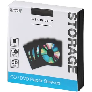 Vivanco CD/DVD Papier-Umschläge (50-er Pack) schwarz
